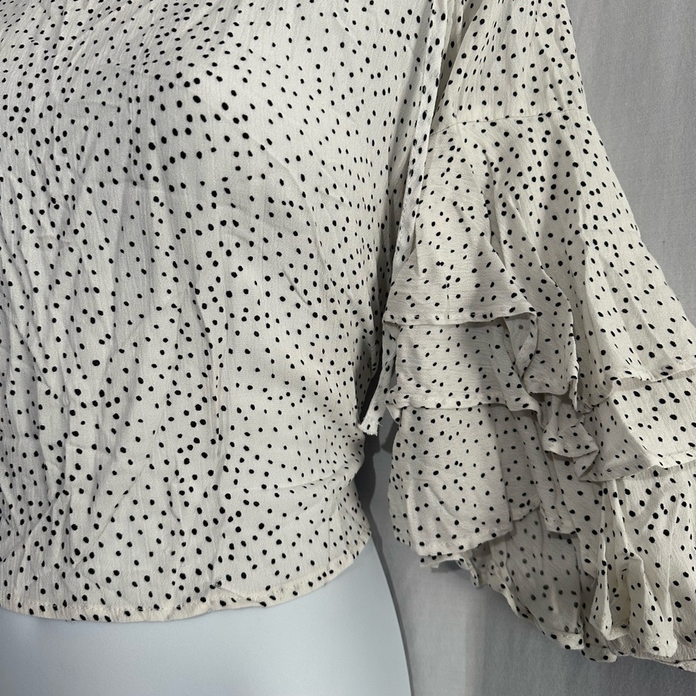 Style Rack White Polka Dot Ruffle Blouse – Size M – Sheer Tiered Long Sleeve - Picture 6 of 6